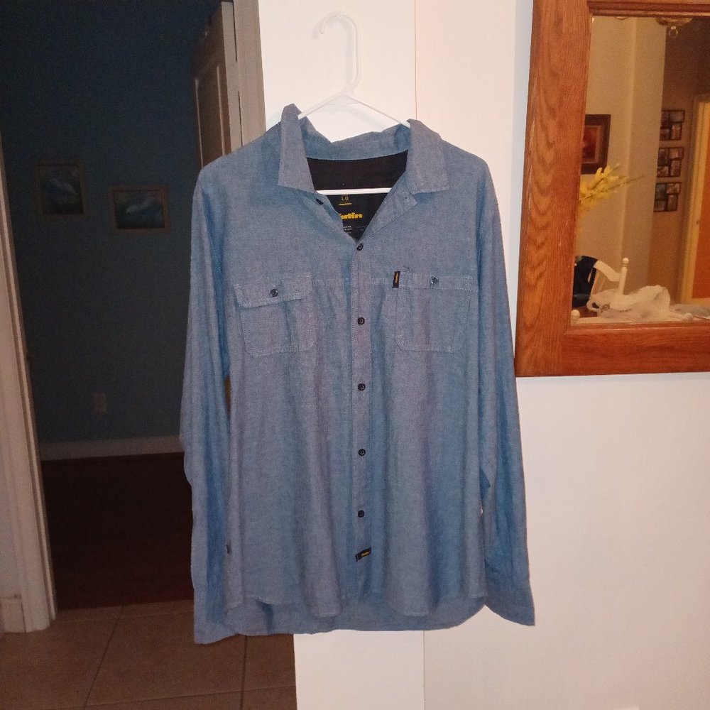 Blue large katin long sleeve button down men's shirt